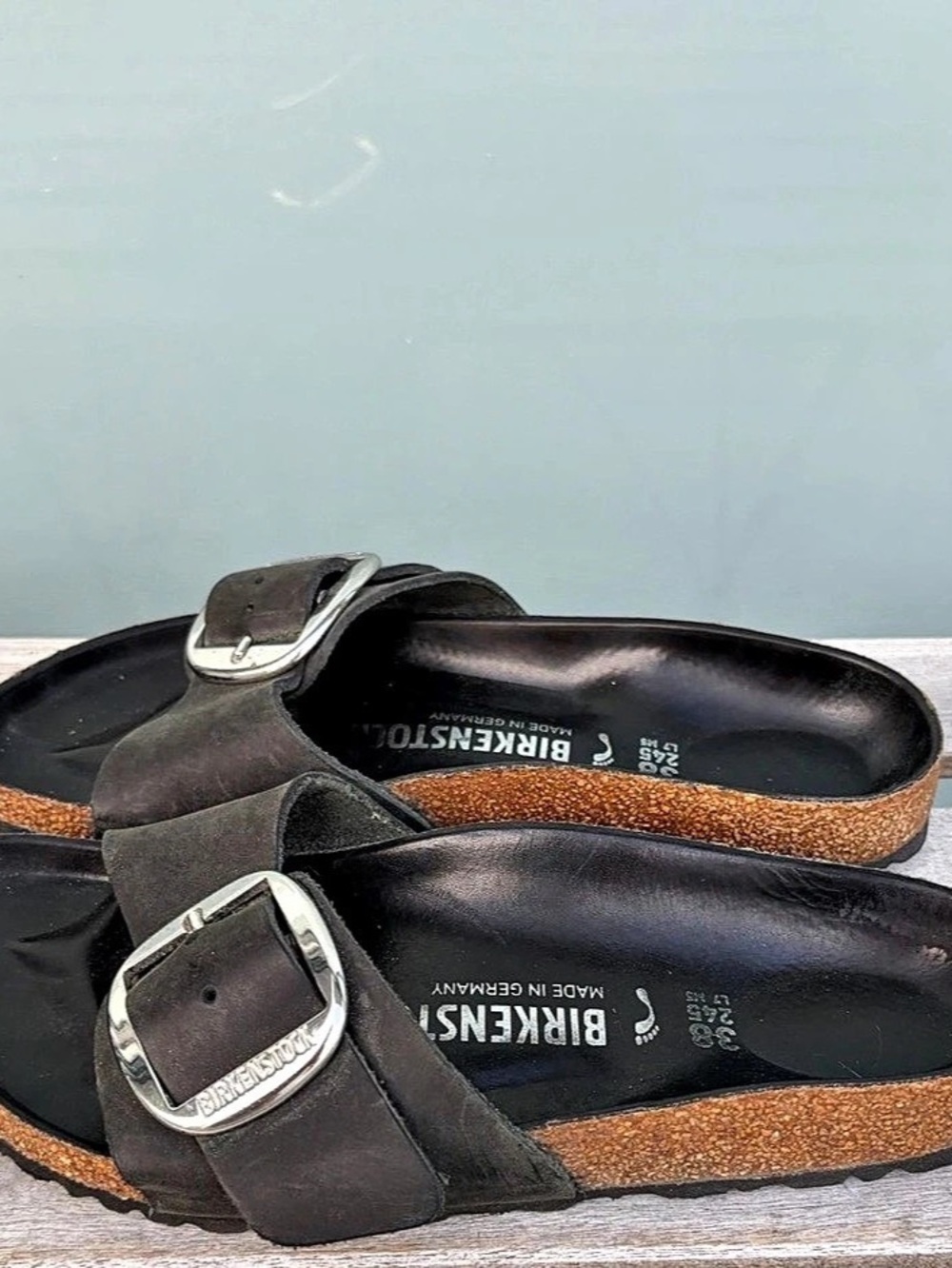 Birkenstock Madrid Big Buckle Women's Black Leather Sandals Size 7